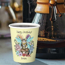 Vasos De Papel Caprichosa gata hada atigrada pastel Floral Fantas