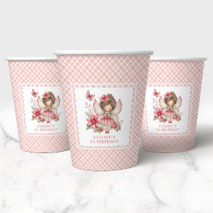 Vasos De Papel Caprichoso Cumpleaños Número Uno Floral Sonrojado