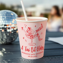 Vasos De Papel Caprichoso Un Poco Más Viejo Cumpleaños Rosa y Roj