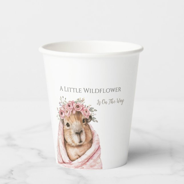 Vasos De Papel Capybara Baby Shower • Wildflower Paper Plate (Anverso)