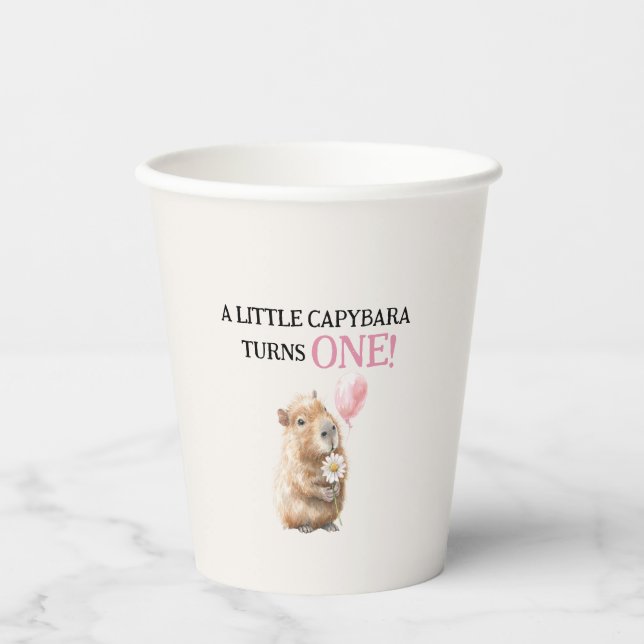 Vasos De Papel Capybara First Birthday  (Anverso)