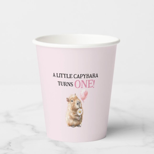 Vasos De Papel Capybara First Birthday  (Anverso)