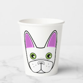 Vasos De Papel Cara de Bulldog blanco francés