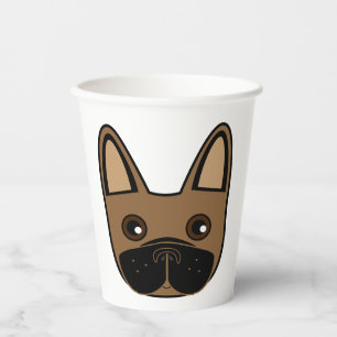 Vasos De Papel Cara de Bulldog francés marrón