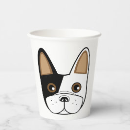 Vasos De Papel Cara de Bulldog franco-negro y blanco