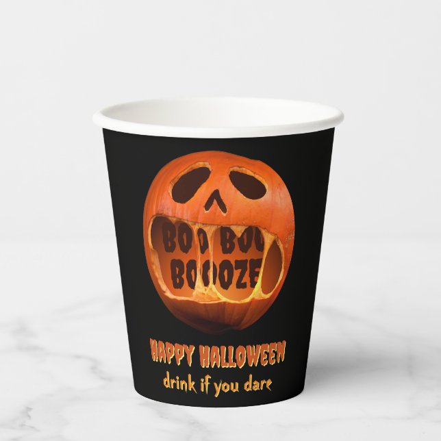 Vasos De Papel Cara de calabaza de Halloween fiesta taza de papel (Anverso)
