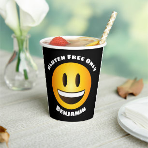 Vasos De Papel Cara de Emoji sonriente libre de gluten