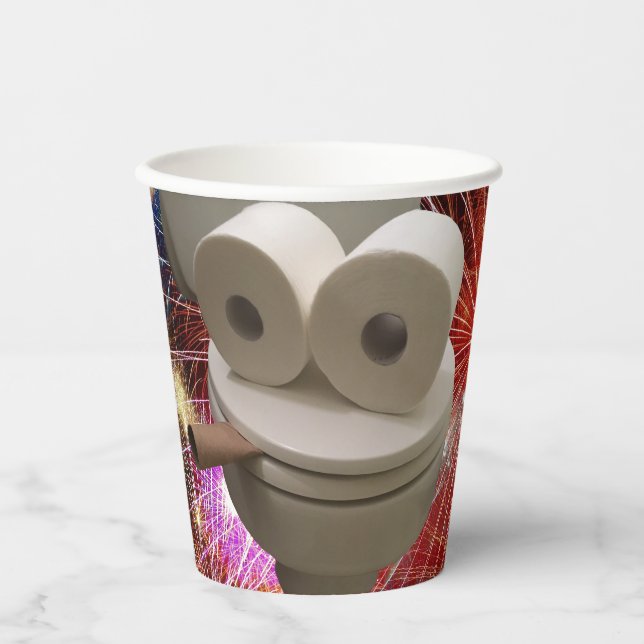 Vasos De Papel Cara de inodoro sonriente (Anverso)