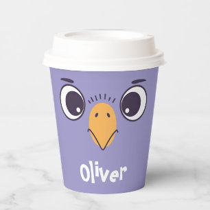 Vasos De Papel Cara de Pájaro Divertida con Ojos Grandes