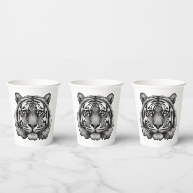 Vasos De Papel Cara de tigre (Multi)
