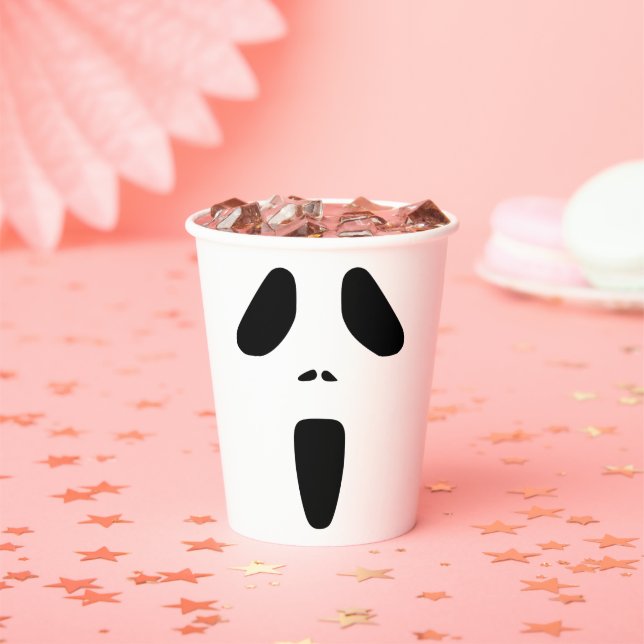 Vasos De Papel Cara fantasma de miedo divertida (in situ)