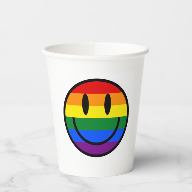 Vasos De Papel Cara sonriente arco iris (Izquierda)
