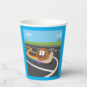 Vasos De Papel Caracol corredor de maratón Cute rastro de arcoíri