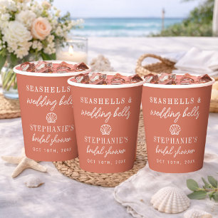 Vasos De Papel Caracoles de mar Campanas de boda Terracota Desped