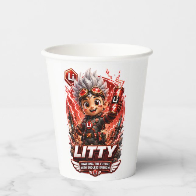 Vasos De Papel Carácter de litio ATOMIVRA (Anverso)