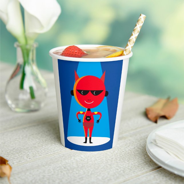 Vasos De Papel Carácter de superhéroe malvado negrita rojo y azul (Subido por el creador)