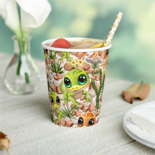 Vasos De Papel Caracteres de dibujos animados de Baby Geckos Cute