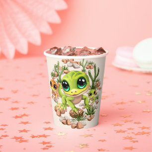 Vasos De Papel Caracteres de dibujos animados de Baby Geckos Cute