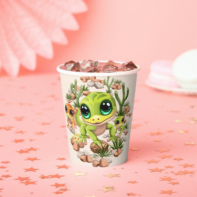 Vasos De Papel Caracteres de dibujos animados de Baby Geckos Cute (in situ)