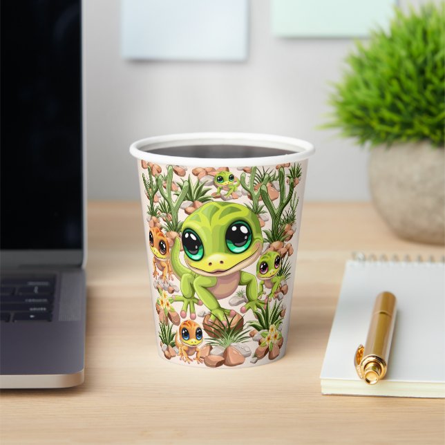 Vasos De Papel Caracteres de dibujos animados de Baby Geckos Cute (in situ)