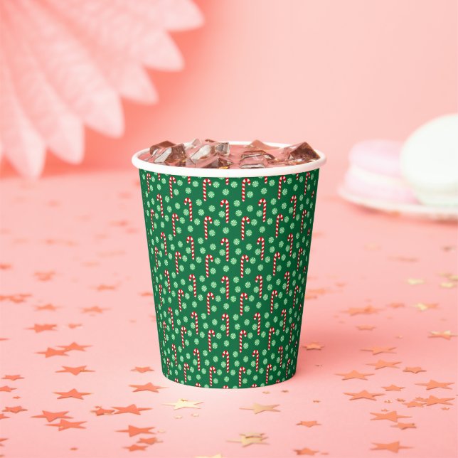 Vasos De Papel Caramelo de menta rojo verde Caña Navidad  (in situ)