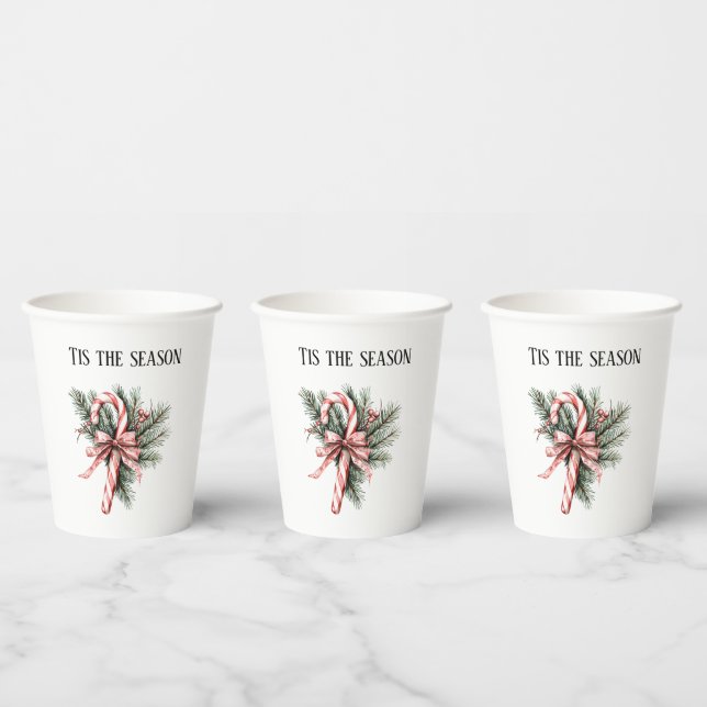 Vasos De Papel Caramelo de Navidad Rojo de Abeto (Multi)