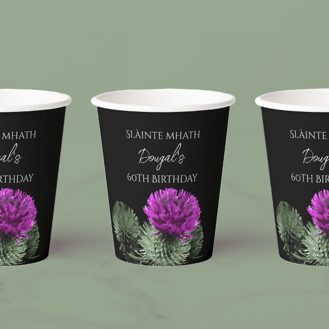 Vasos De Papel Cardo Escocés Cumpleaños Personalizado (Subido por el creador)
