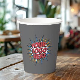 Vasos De Papel Carga de logotipo comercial, frontal y posterior, 