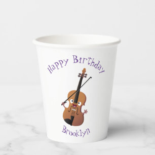 Vasos De Papel Caricatura musical divertida en violín