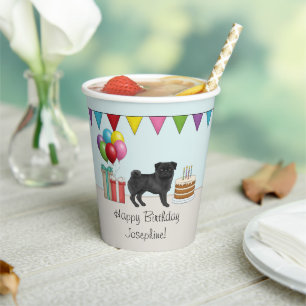 Vasos De Papel Carlino negro adorable perro de dibujos animados C
