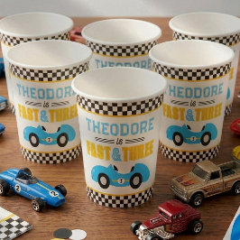 Vasos De Papel Carrera Rápida & Tres Fiesta de Cumpleaños Número 