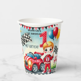 Vasos De Papel Carreras Car Boy Primer Fiesta de cumpleaños