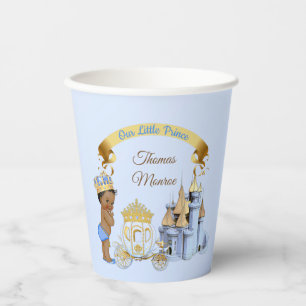 Vasos De Papel Carruaje del Castillo del Príncipe Real Azul Dorad
