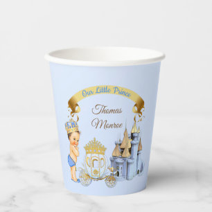 Vasos De Papel Carruaje del Castillo del Príncipe Real Azul Oro N
