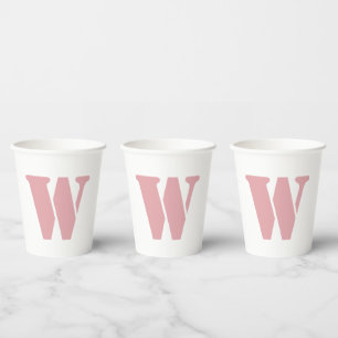 Vasos De Papel Carta monograma de familia Minimalista rosa Rosa d