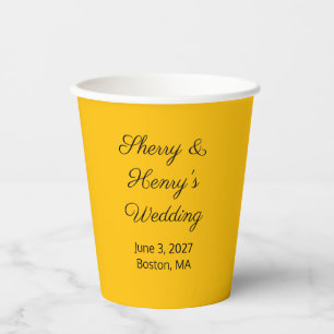 Vasos De Papel Cartas dulces doradas: Boda
