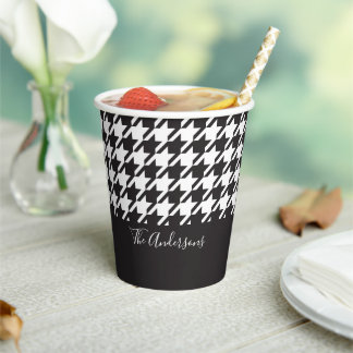 Vasos De Papel Cartuela blanca y negra clásica moderna