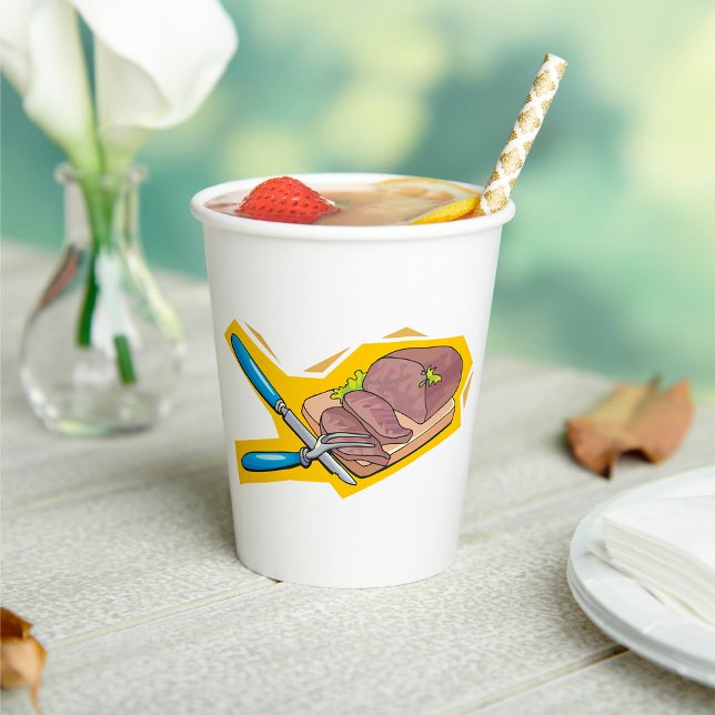 Vasos De Papel Carving Roast Beef with Fork and Knife (Subido por el creador)