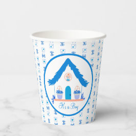 Vasos De Papel Casa azul personalizada Es un niño ducha bebé