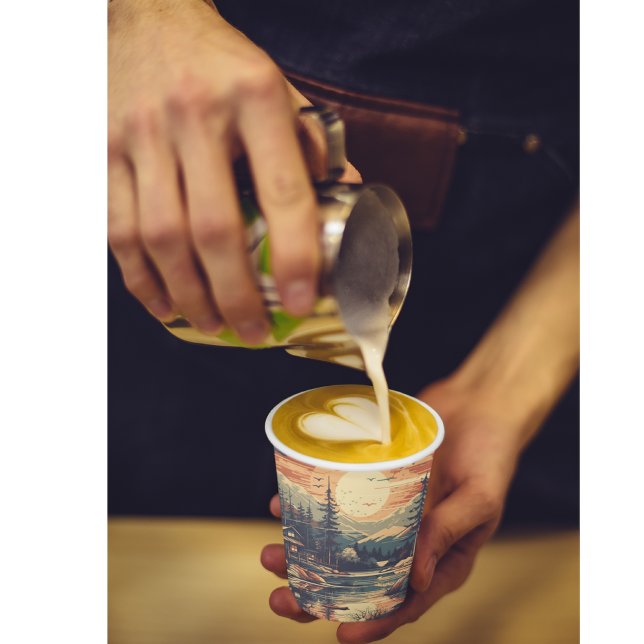 Vasos De Papel Casa de montaña Escandinavia Retro Art (Subido por el creador)