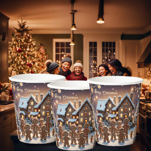 Vasos De Papel Casa de pan de jengibre y familia de pan de jengib