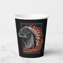 Vasos De Papel CASA DEL DRAGÓN | Perfil de dragón en llamas