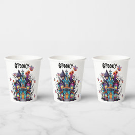 Vasos De Papel Casa embrujada de fantasía