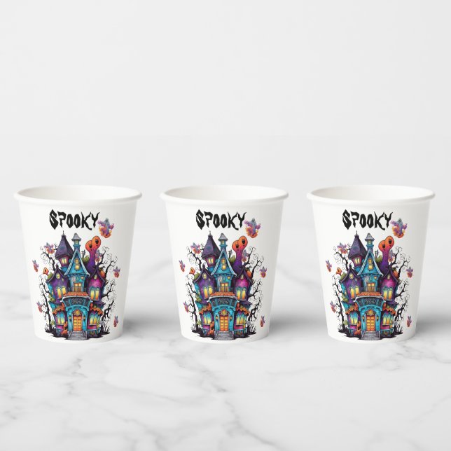 Vasos De Papel Casa embrujada de fantasía (Multi)