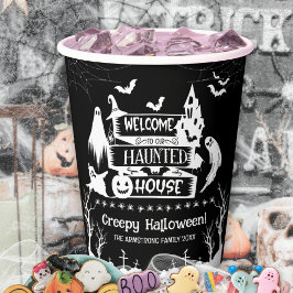 Vasos De Papel Casa embrujada familiar Halloween espeluznante