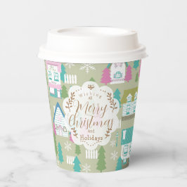 Vasos De Papel Casas de navidades Libros Verdes