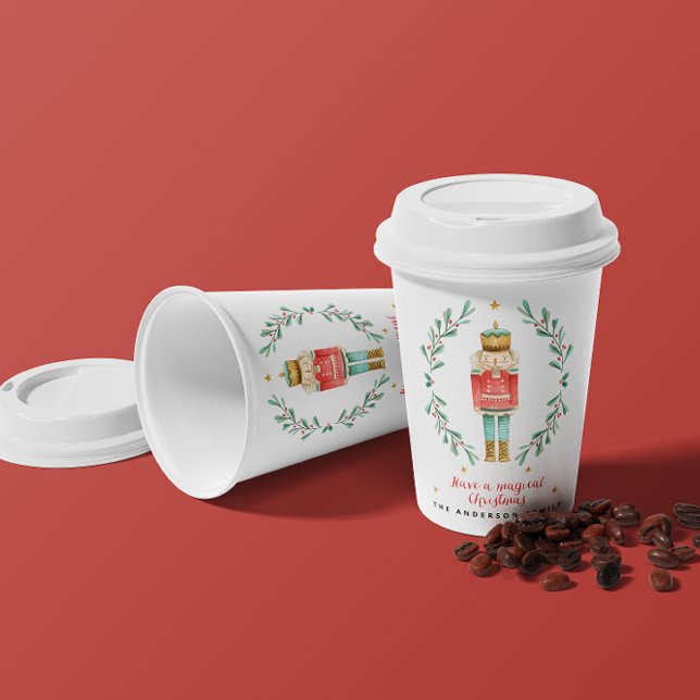 Vasos De Papel Cascanueces acuarela botánica navidad linda (Subido por el creador)