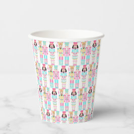 Vasos De Papel Cascanueces Bailarines de Navidad Rosa Pastel