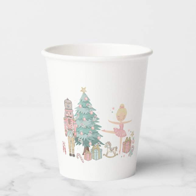 Vasos De Papel Cascanueces Ballet Acuarela Navidad bebé  (Anverso)