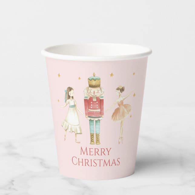 Vasos De Papel Cascanueces Ballet de Invierno rosa Navidad (Anverso)
